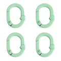 Set of 4 mint green oval alloy carabiner hooks with heart shape design detail - Approx 21x28mm (1 Piece) / Green