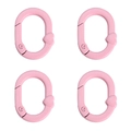 Pack of 4 matte pink alloy oval spring carabiners with heart detail for DIY keychains - Approx 21x28mm (1 Piece) / Pink