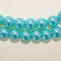 Leuchtend blaue runde Glasperlen mit Perlglanz-Effekt für DIY-Schmuckherstellung - 6mm (1,4mm Loch) / Seeblau