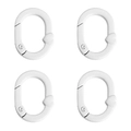 Set di 4 moschettoni ovali bianchi con motivo a cuore per portachiavi fai-da-te e borse - Circa 21x28mm (1 Pezzo) / Bianco