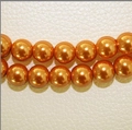Glänzende bronzefarbene Glasperlen für handgefertigten DIY-Schmuck und Armbänder - 6mm (1,4mm Loch) / Orange