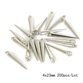 Silver metallic spike cone pendants set for DIY jewelry making 4x23mm bulk lot 200pcs - Spike Style (4x23mm) / Pack of 200 / Bright Silver