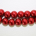 Dunkelrote runde Glasperlen mit Metallglanz für die DIY Schmuckherstellung - 6mm (1,4mm Loch) / Dunkelrot