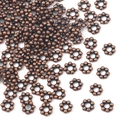 Antique copper flower spacer beads for DIY jewelry making and handmade bracelets - 4mm Diameter (200 Pcs/Pack) / Antique Red