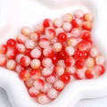Perle in vetro craquelé rosso e bianco per la creazione di gioielli fai da te - 10mm (Confezione da 20) / Diviso Rosso E Arancione