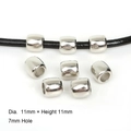 Polished silver CCB large hole barrel beads for DIY jewelry making 11mm diameter - 11x11mm 7mm Hole (Pack of 30) / White K Plated
