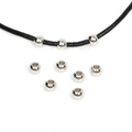 Detailed view of silver polished CCB spacer beads for DIY jewelry bracelet making - Diameter 4mm x Height 3mm (Hole 2mm) 300 Pcs/Pack / White K Plated