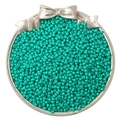 2-3mm turquoise seed beads with glossy finish in a decorative silver tray - Bright Blue Green