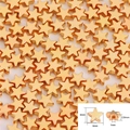 Macro detail of 6mm golden star beads with 2.8mm thickness and 1mm center hole for DIY jewelry - Pentagram / 100 Pieces/Pack (6mm) / KC Gold