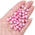 Perles de cœur en acrylique rose et blanc pour bijoux DIY tenues dans la main - Rose Foncé Rose Cœur