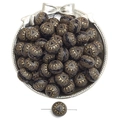 Macro di perle in acrilico nero con motivi a cuore dorati per la creazione di gioielli - 15mm / Stile Cuore Tondo Piatto / Set da 20 Pezzi / Nero Dorato