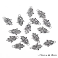 Vintage silver Hamsa Hand alloy charm for jewelry making, 21mm by 13mm size - Hamsa Hand (13X21mm) / Electroplated Antique Silver