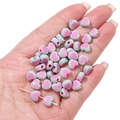 Blue and pink acrylic heart beads for DIY bracelet making and jewelry crafting - Approx. 8x7mm, Hole Approx. 2mm, 30 Pcs/Pack / Blue Green Pink Heart