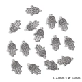Alloy Hamsa hand charm in antique silver finish for DIY jewelry, 22mm x 14mm size - Hamsa Hand (14X22mm) / Electroplated Antique Silver