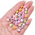 Mixed macaron heart-shaped acrylic beads for DIY handmade bracelets and jewelry making - Approx. 8x7mm, Hole Approx. 2mm, 30 Pcs/Pack / Random Mixed Colors