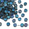 Iridescent blue glass flower beads for DIY jewelry making with metallic purple luster - Rose / 10 Pieces/Pack (Approx. 6mm) / Blue