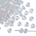 Rainbow heart-shaped glass beads with iridescent coating for DIY jewelry making - Heart / 10 Pieces/Pack (Approx. 6mm) / Clear
