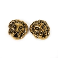 Dos cuentas de cabeza de león en aleación de zinc oro antiguo para bisutería artesanal - Cabeza de León Oro Antiguo Galvanizada (11x12mm)