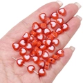 Acrylic red and white heart beads set for DIY jewelry making handmade necklaces and bracelets - Approx. 8x7mm, Hole Approx. 2mm, 30 Pcs/Pack / Red with White Hearts