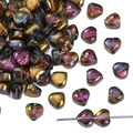 DIY heart-shaped glass beads with purple gold gradient metallic luster finish - Heart / 10 Pieces/Pack (Approx. 6mm) / Purple Gold