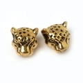 Cuentas de cabeza de leopardo doradas para pulseras DIY en aleación de zinc y negro - Cabeza de Leopardo Oro Antiguo Galvanizada (12x12mm)