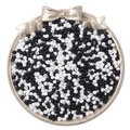 Mix of 2/3mm black and white oil-painted glass seed beads in a gold tray for DIY - Black & White Stripe