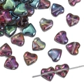 DIY iridescent glass heart beads with AB coating for handmade jewelry and necklaces - Heart / 10 Pieces/Pack (Approx. 8mm) / Purple
