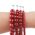 Polished red agate stone bead bracelets in 12mm 10mm 8mm and 6mm sizes for DIY jewelry - 6mm (38cm/Strand approx 65pcs) / Coral Red