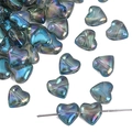 Iridescent heart-shaped glass beads with AB coating for DIY jewelry making - Heart / 10 Pieces/Pack (Approx. 8mm) / Blue