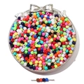 Macro detail of colorful acrylic round beads for DIY jewelry making and bracelets - Barrel Bead (4x4mm) / 200 Pcs/Pack / Random Mixed Colors