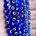 Perles en verre Evil Eye bleu foncé en plusieurs tailles pour bijoux DIY et bracelets - Bleu Royal (4mm/Env. 98 Pcs)