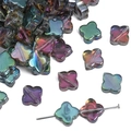 Charming AB coated four-leaf clover glass beads for DIY necklaces and jewelry making - Four-Leaf Clover / 10 Pieces/Pack (Approx. 10mm) / Rose Red Green