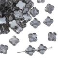 Translucent smoky gray glass clover beads with center hole for DIY jewelry making - Four-Leaf Clover / 10 Pieces/Pack (Approx. 10mm) / Gray