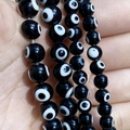 Perles en verre Evil Eye noires pour la création de bijoux DIY et de bracelets - Noir (6mm/Env. 65 Pcs)
