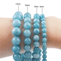 Light blue round gemstone beads in 12mm 10mm 8mm 6mm sizes for DIY jewelry making - Deep Sea Blue