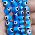 Perles millefiori bleu œil grec en verre pour bijoux DIY et bracelets - Bleu Transparent (6mm/Env. 65 Pcs)