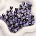 Perles en verre craquelé violet et noir de 8mm pour la création de bijoux DIY - 10mm (Lot de 20) / Mélange Violet Noir