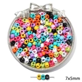 Colorful 7x5mm hollow round beads in star bamboo style for DIY jewelry making - Cylindrical Hollow Bead / 7x5mm (5 Pieces/Pack) / Random Mixed Colors
