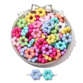 Colorful flower-shaped acrylic beads for DIY jewelry making in macaron pastel shades - Hollow Wreath (17mm) / 20Pcs/Pack / Random Mixed Colors