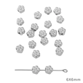 6x6mm zilveren pruimenbloesem CCB kralen voor DIY sieraden maken en armbanden maken - Pruimenbloesem / 6mm (30 Stuks/Verpakking) / Zilver