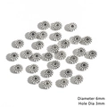 Antique silver flower spacer beads 6mm diameter with 3mm hole for DIY jewelry making - Disc Petal Edge Style / 50 Pieces/Pack (6mm/Hole 3mm) / Antique Silver