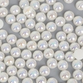 Vista piatta di mezze perle ABS iridescenti per accessori per capelli fai-da-te - 8mm (300 Pezzi/Confezione) / Beige
