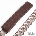 40mm dark brown embroidered lace trim with floral vine pattern, 10 yards for DIY crafts - Dark Coffee