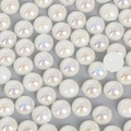Mezze perle ABS bianche iridescenti a fondo piatto per accessori capelli e gioielli - 10mm (150 Pezzi/Confezione) / Beige