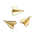 Three 14K gold plated paper airplane pendants for DIY jewelry making and necklaces - 12x17mm