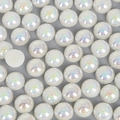 Perle piatte bianche AB iridescenti a semicerchio per creazioni di accessori per capelli - 12mm (100 Pezzi/Confezione) / Beige