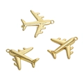 Τρία επίχρυσα μενταγιόν αεροπλάνο 14K για DIY κολιέ και κατασκευή κοσμημάτων - Κλασικό Μενταγιόν Αεροπλάνο(FGT438) / 14x16mm