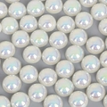 Mezze perle bianche iridescenti a fondo piatto per artigianato fai-da-te e capelli - 14mm (50 Pezzi/Confezione) / Beige