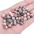 Pink and grey natural zebra stone round beads for DIY handmade bracelets and jewelry - Natural Pink Agate
