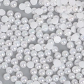 Mezze perle finte bianche iridescenti con retro piatto per accessori fatti a mano DIY - 3mm (1000 Pezzi/Confezione) / Bianco